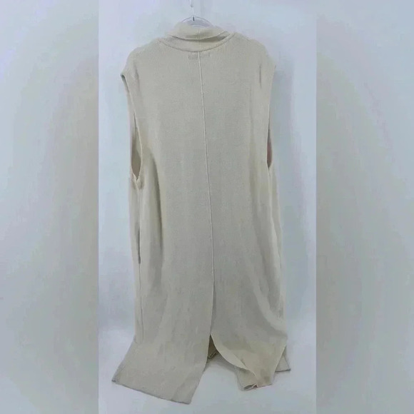 NWT LE17SEPTEMBRE Wool Neck Tie Knit Maxi Sweater Vest Pockets in Ivory Sz FR 38 - Picture 4 of 10